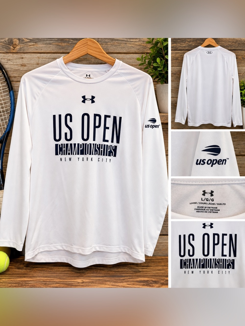 Under Armour US Open Championships Men’s Long Sleeve Shirt White Tennis L